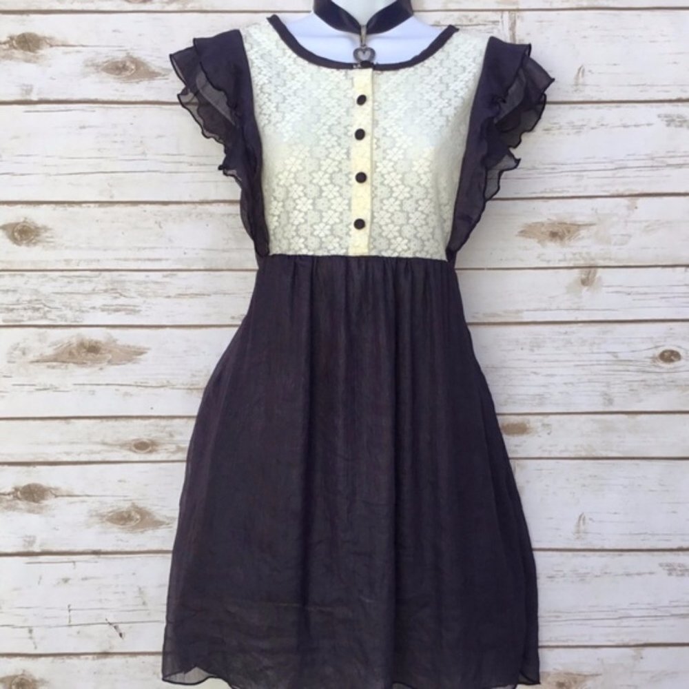 Dari Meya Dark Blue Festival Lace Top Mini Dress